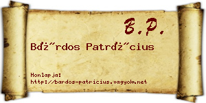Bárdos Patrícius névjegykártya